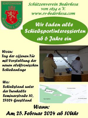 Plakat Tag der offenen Tür Schützenverein Bederkesa 2024